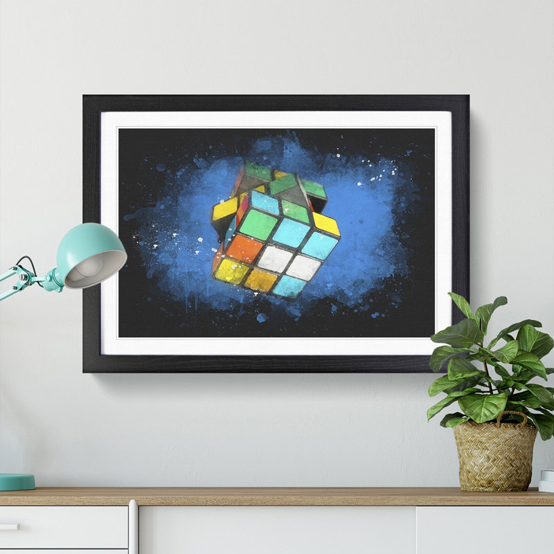 The Rubik Cube - Picture Frame Graphic Art Print, 62cm H x 87cm W x 2cm D, Black Framed