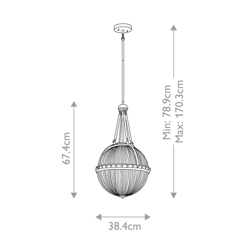 Zolder 3 - Light Sphere Pendant, Natural Brass