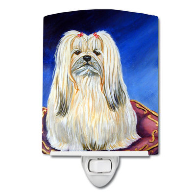 Éclairage de nuit en céramique lhasa apso