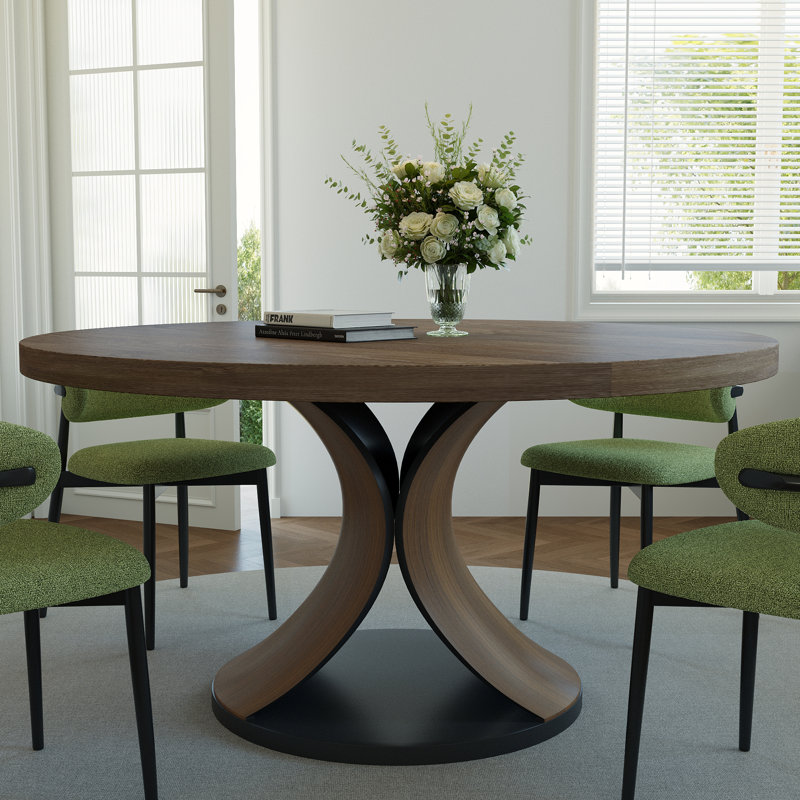 Ensemble de salle à manger en bois massif, 29.52" H x 59" W x 59" D, 9, Green