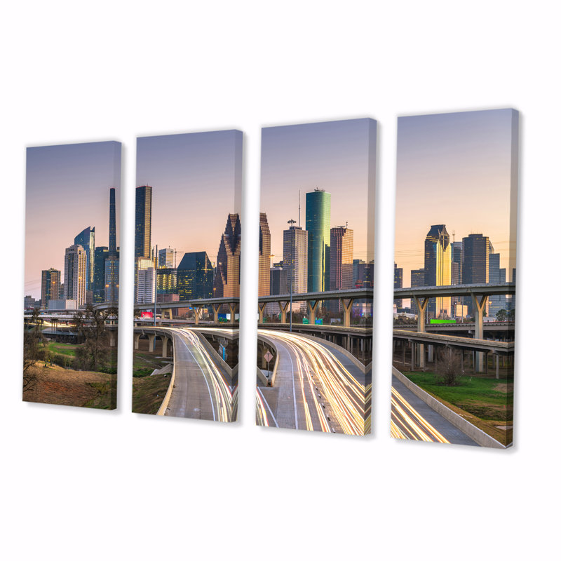 Houston, Texas, horizon, impression sur toile, 4 pièces