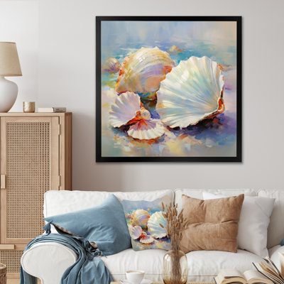 White Impressionist Seashells I - Animals Wall Art Prints