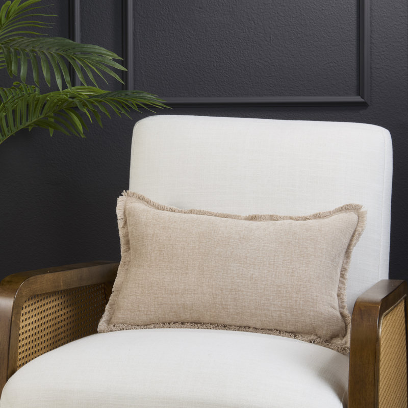 Coussin décoratif Fringe Edge, Tanné, 12 po x 20 po, polyester