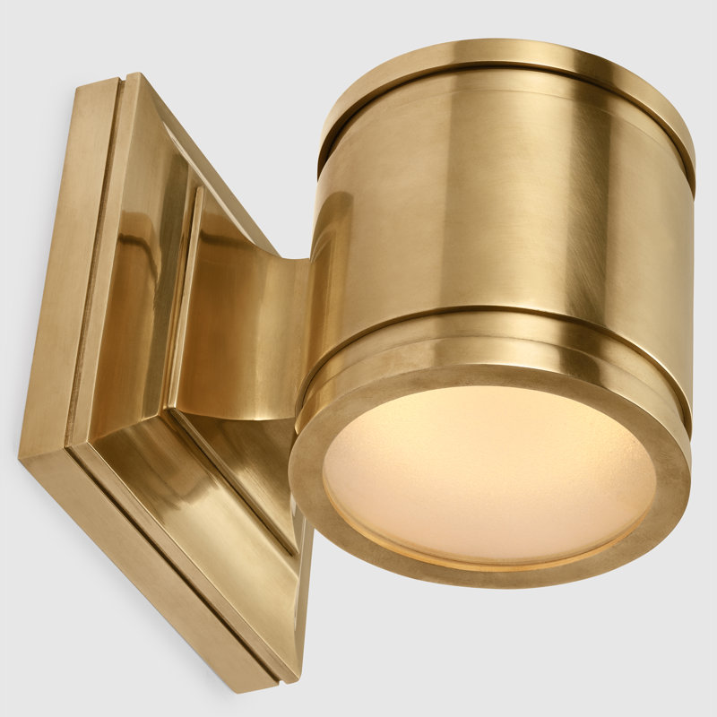 Provo 1 - Light LED Outdoor Armed Sconce, Antique Burnished Brass, Gold, 4.5" H x 4.5" W x 5.75" D