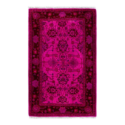 Tapis unique rose, mauve et rouge 2 pi 8 po x 4 pi 3 po Overyed