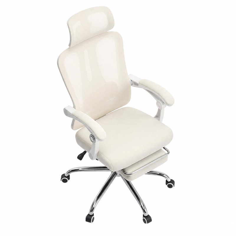 Brayden Studio Office Chair, Beige straight double mesh, Beige-White