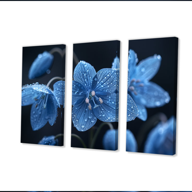«Blue Grey Frozen Tears Snowdrop - Snowdrops», ensemble de reproduction d'art mural, H 28 po x l 36 po x P 1 po, Toile tendue