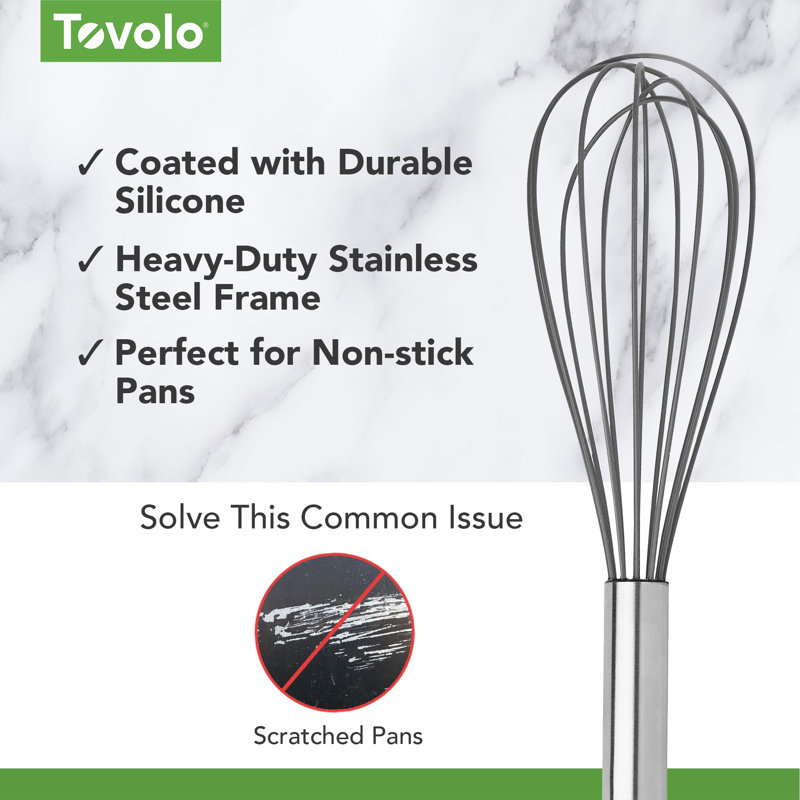 Tovolo 6" Silicone Mini Whisk, Stainless Steel/Charcoal