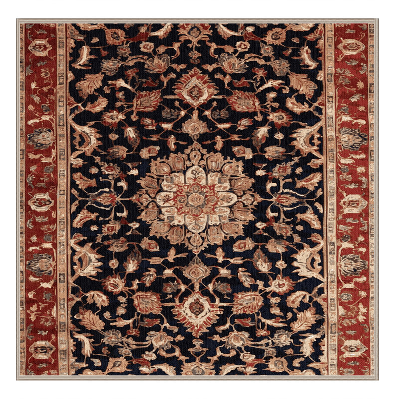Machine Washable Persian Brown Area Rug, Square 4'