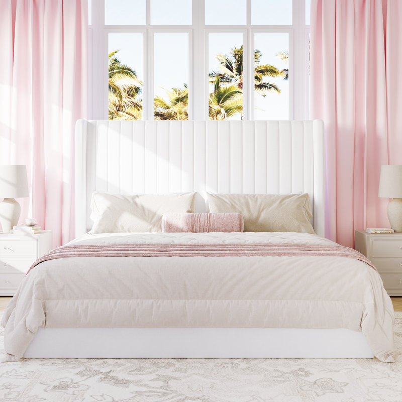 Velvet Hydraulic Lift Up Storage Upholstered Platform Bed With Wooden Slats And Vertical Stripes Wingback Headboard, Full