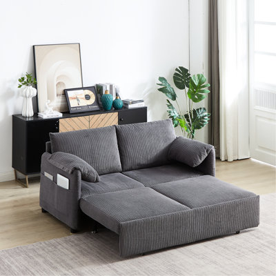 Lit-couchette multifonctionnel, 31 réglables, revêtement en velours côtelé, 2 coussins et une poche latérale réglable avec coulissant, velours côtelé doux, poches pour la maison