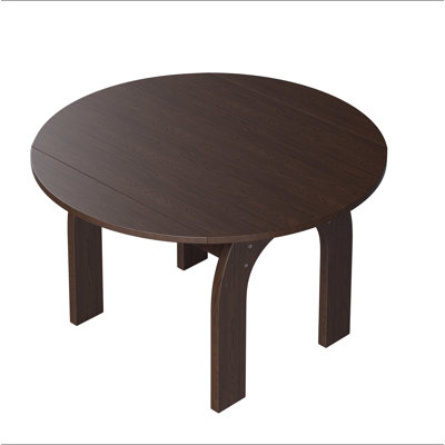 51.2" Solid Wood Extendable Dining Table, Converts Oval to Round with Walnut Finish, Sturdy Arch-Shaped Legs & Drop Leaf Design, Farmhouse Kitchen Table for Small Spaces, Easy Assembly