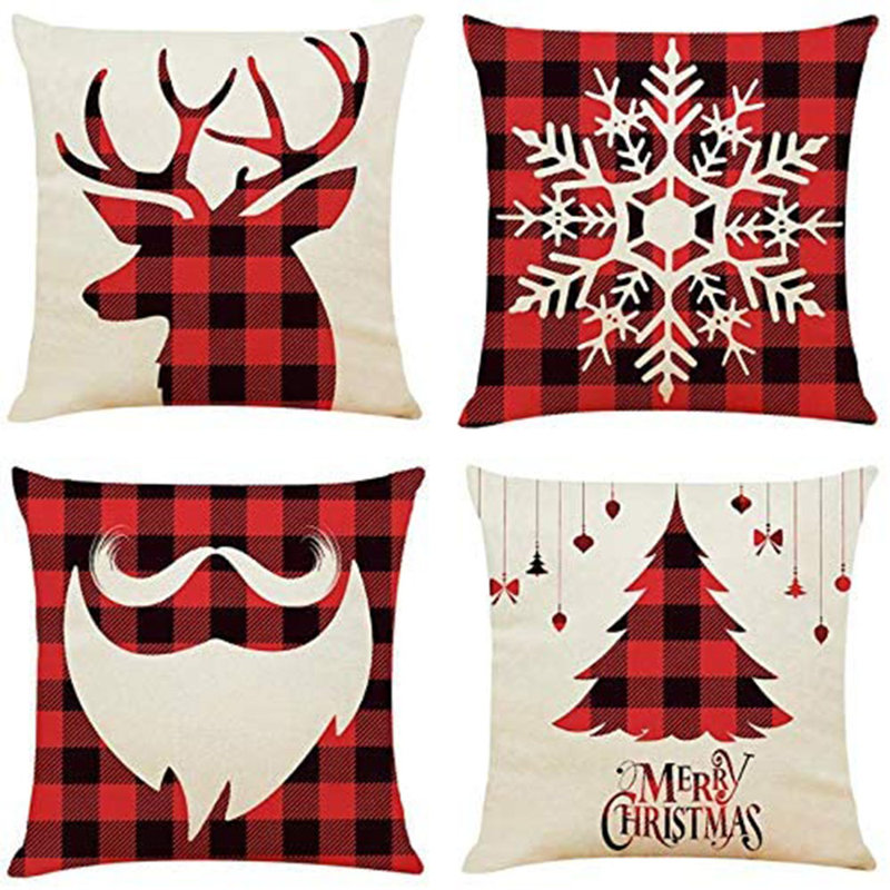 18x18" Abstract Linen Pillow Covers for Christmas