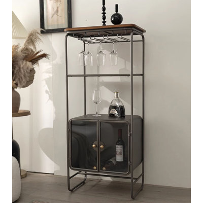 22.83" Black Rectangular Solid Wood Wine Rack