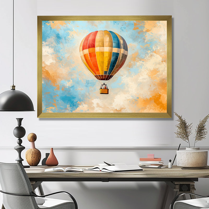 Décoration murale montgolfière dans le ciel II - Montgolfière, H 12 po x l 20 po, Single Picture Framed Print without Mat