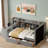Upholstered Daybed With 2 Drawers, Storage Shelves, Flip Cabinets & Side Table, Vertical Striped Design-1253666673