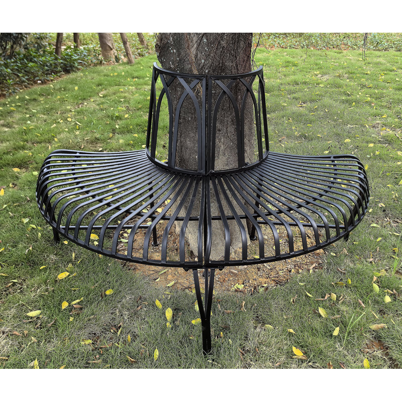 Tree Wrap Garden Bench Semi-Circle, Black