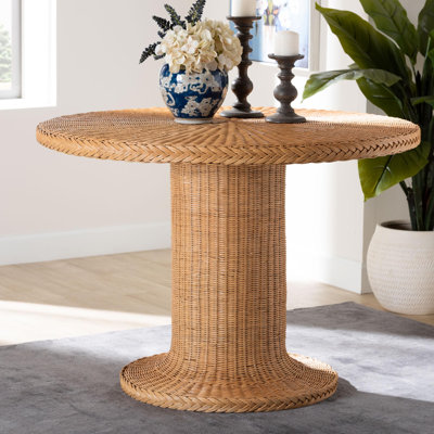 Bali & Pari Farrow Bohemian Braided Light Honey Rattan Dining Table
