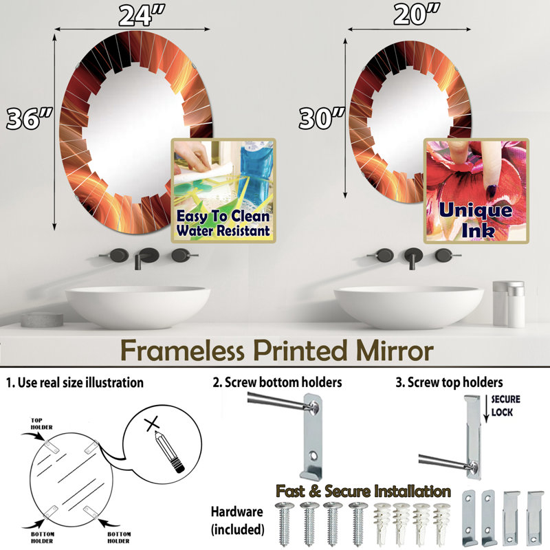 Miroir mural Portchester, 36 po x 24 po