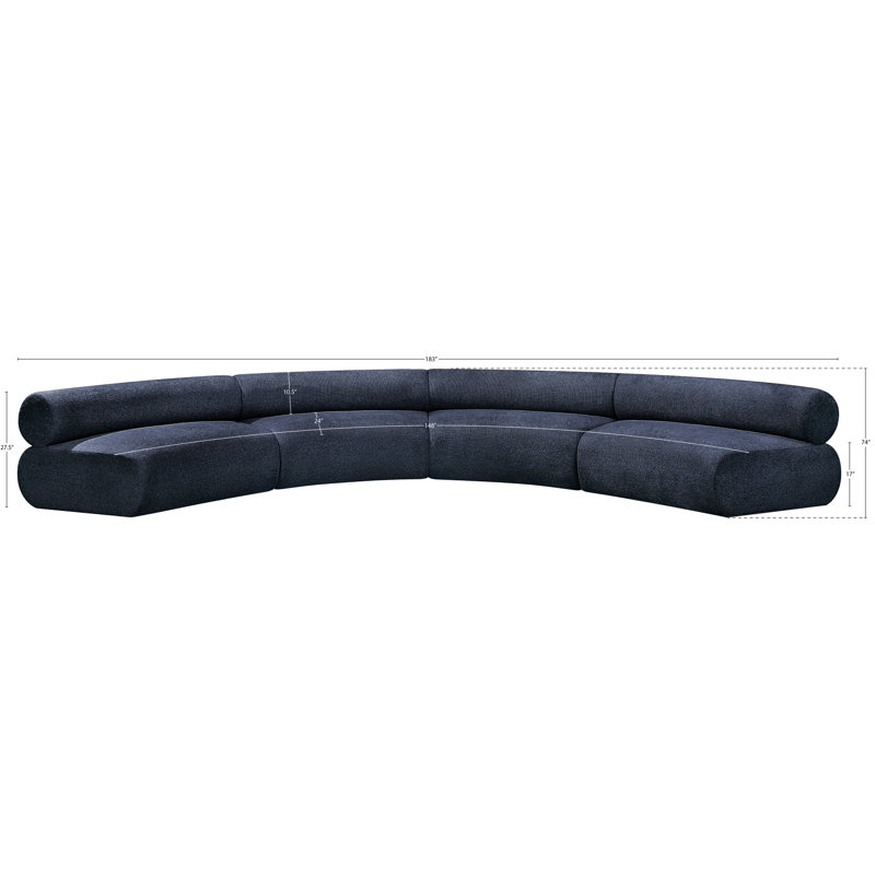 Canapé modulaire rembourré 183 po Bale, Tissu chenille bleu marine