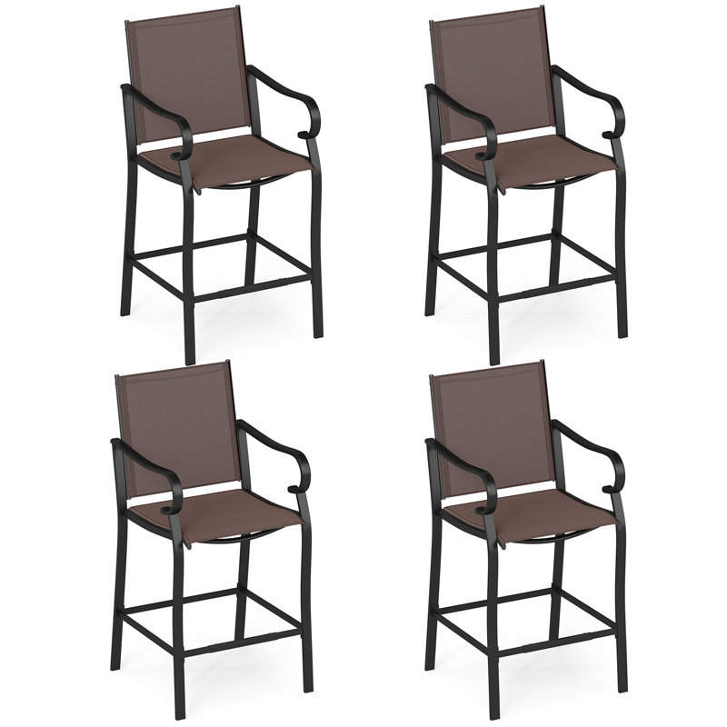 Ensemble de 4 tabourets de bar à hauteur de comptoir d'extérieur avec accoudoirs et repose-pieds, 4