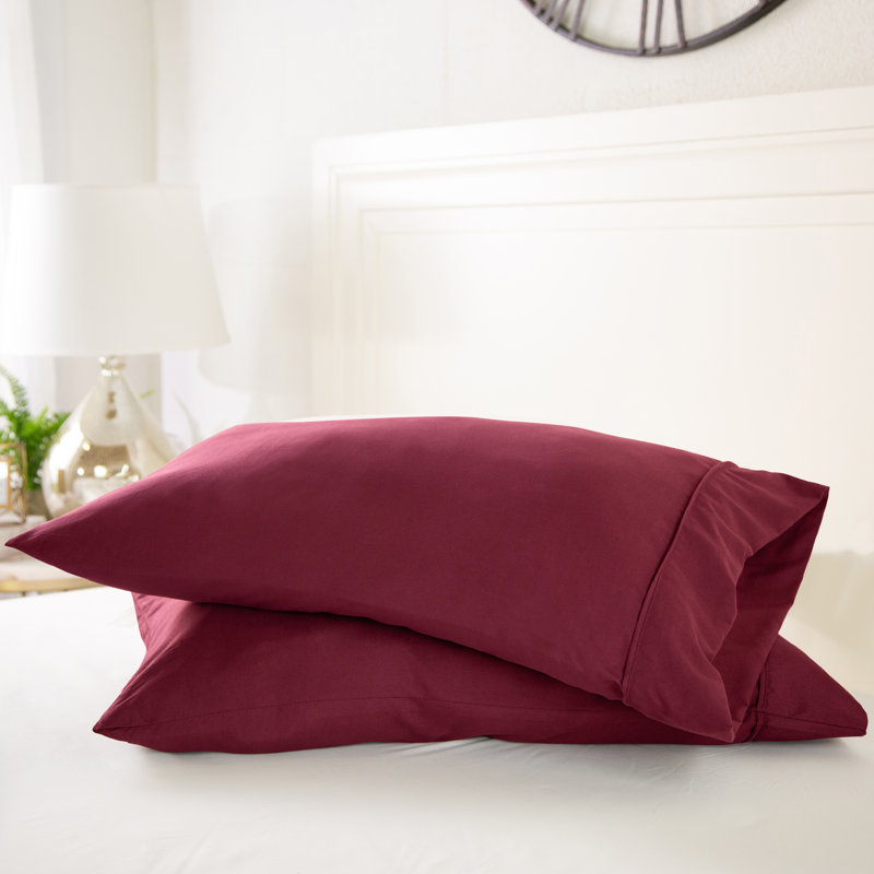 Ensemble de 2 taies d'oreiller en microfibre ultra douce, Taie d'oreiller très grande, Bourgogne