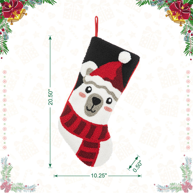 20.5"L Hooked Stocking, Polar Bear