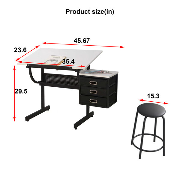 Drafting Table with Adjustable Tabletop, Black - AliExpress