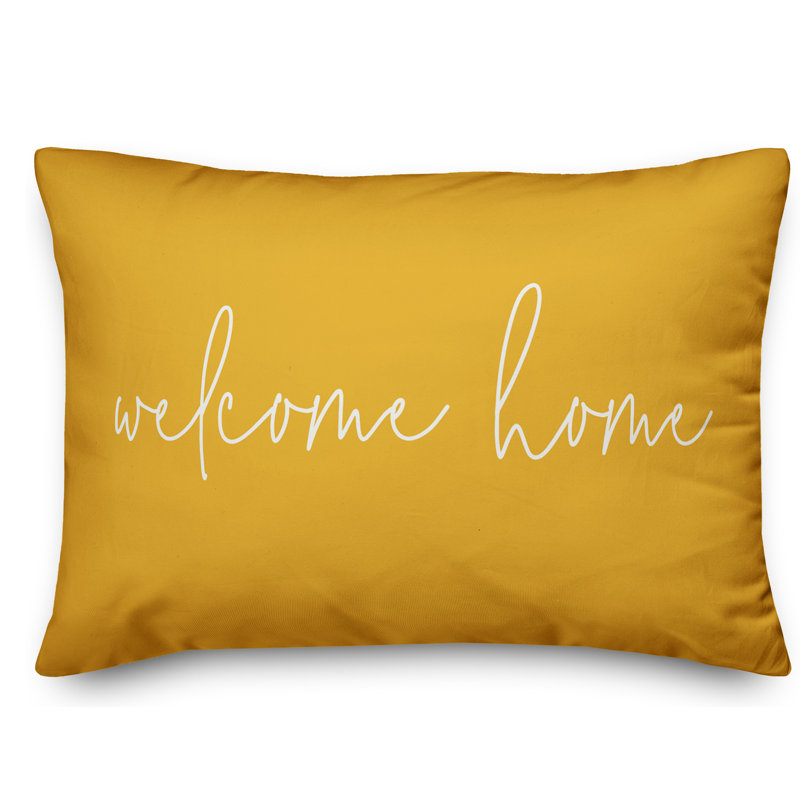 Textual Outdoor Throw Pillow, Yellow