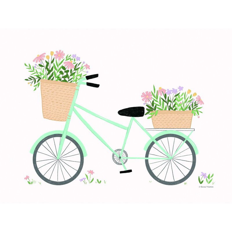 Printemps, fleur, vélo, impression sur toile tendue, H 18 po x l 24 po