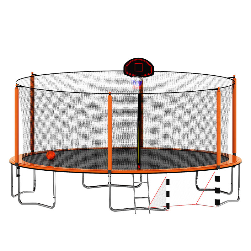 Trampoline de jardin rond de 16 pi avec enceinte de sécurité Silvo (exclusivité Wayfair)