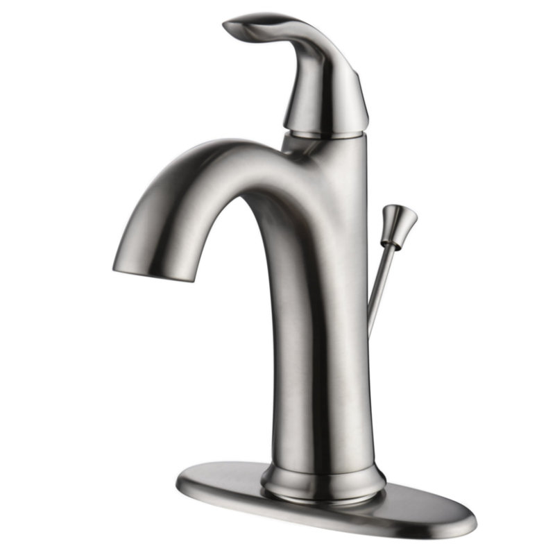 Robinet de lavabo de salle de bain à poignée simple à fixation sur le comptoir - nickel brossé Stilleto Collection