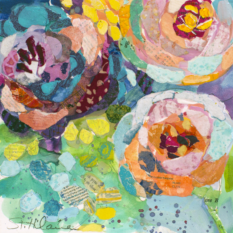 «Bold Blooms I», peinture sur toile, H 12 po x l 12 po, Toile tendue
