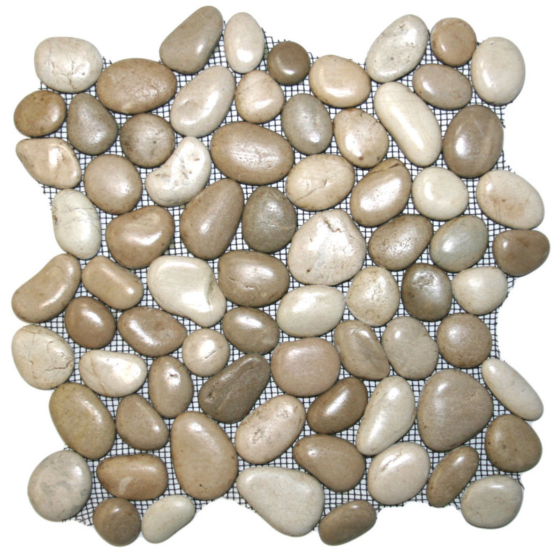 Zambezi Random Sized Natural Stone Mosaic Tile - 12" x 12" Java Tan/White Mesh Backed - 1 Sq. Ft.