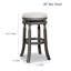 Tabouret de bar de 30 po, finition blanche et tissu gris anthracite, structure en bois franc, siège pivotant, rembourrage confortable, convient à un comptoir ou avec une structure solide en tissu, coussin de 2,5 po, utilisation