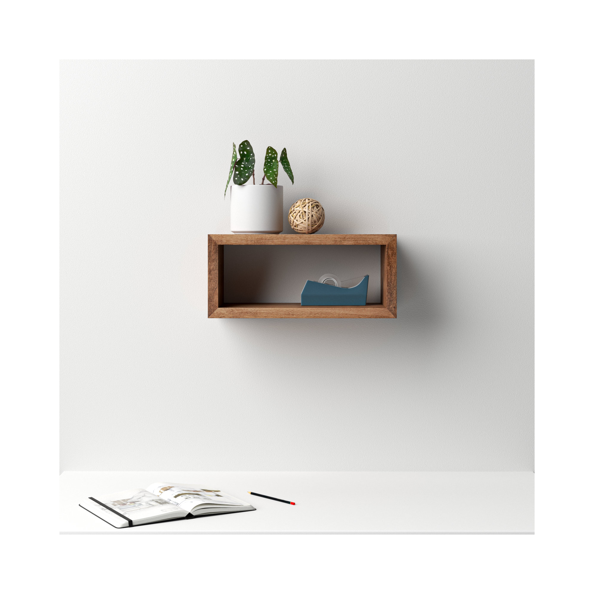Robin Rectangle Solid Wood Floating Shelf , 8" H x 18" W x 8" D, Rustic Brown