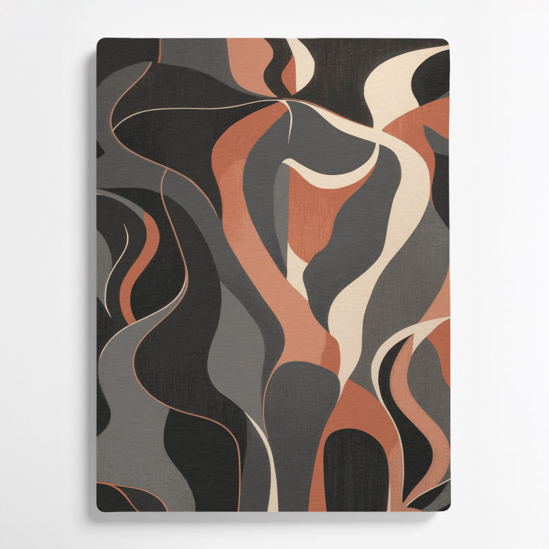 Abstrait art figuratif gris en métal 68, H 11 po x l 14 po