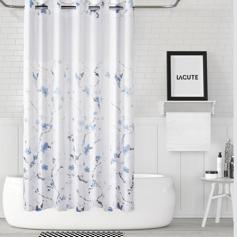 Rideau de douche simple Floral, Bleu floral