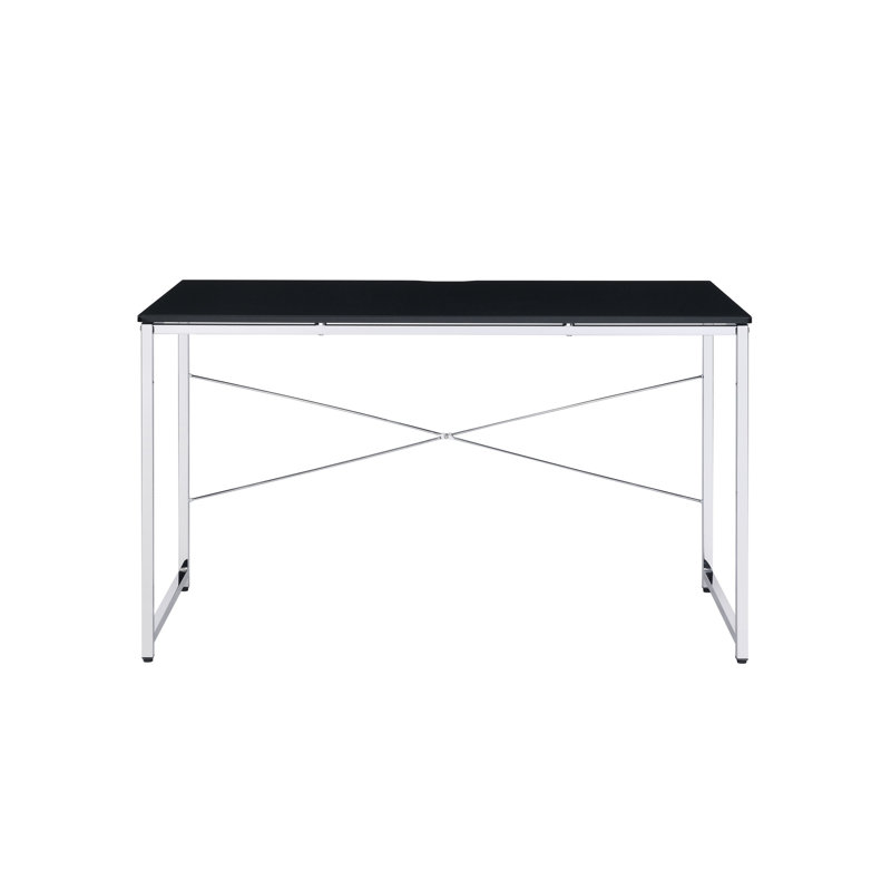 Tennos Black & Chrome Finish Vanity Desk, Black/Chrome