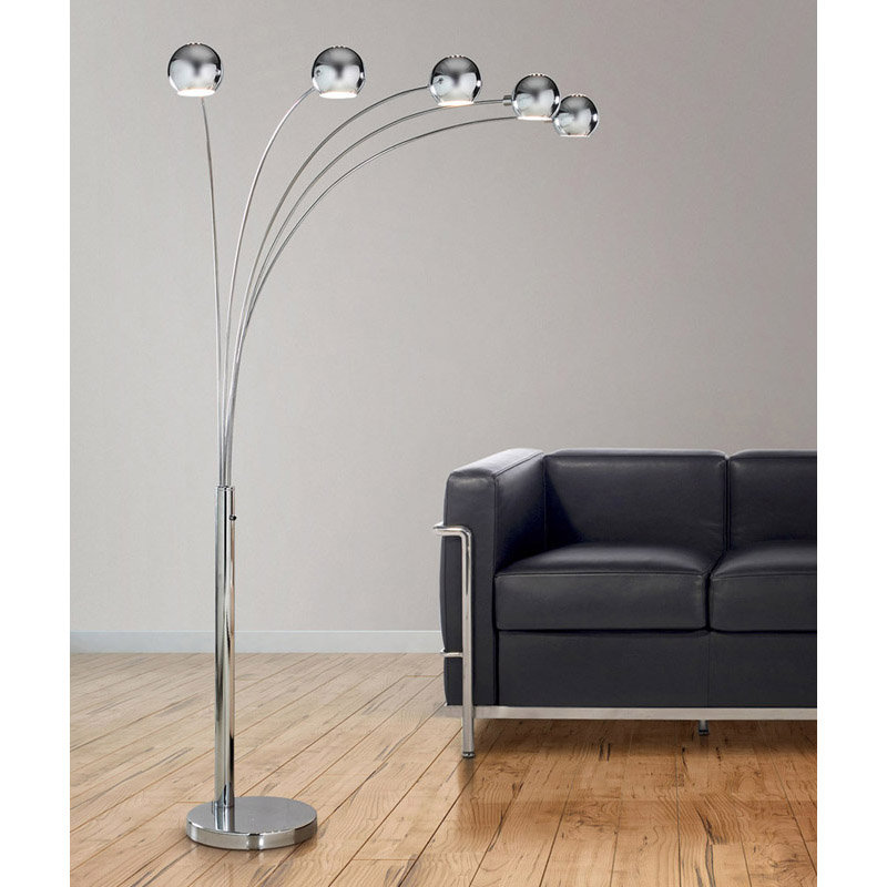 Lampe sur pied à branches 85 "Dealba Orbs, Chrome poli