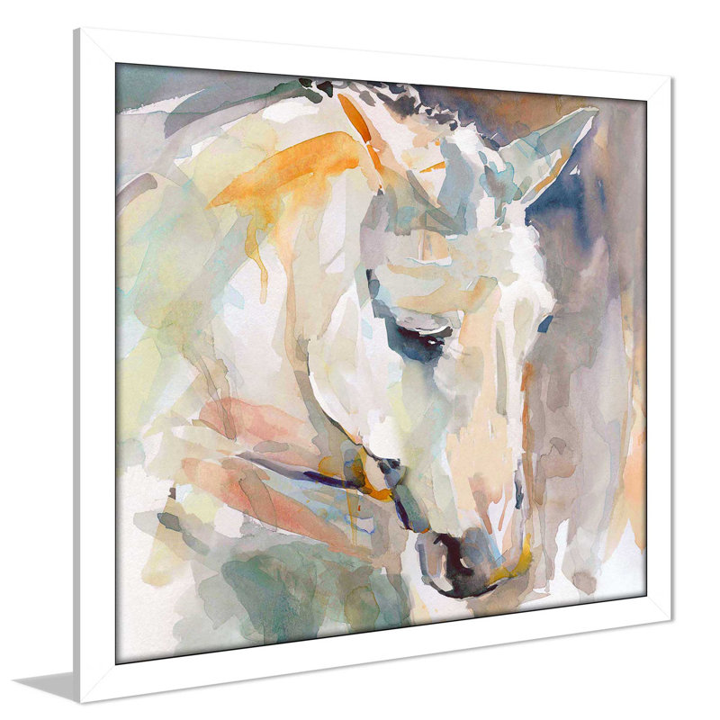 «Beautiful Contemplation» par Carol Robinson - Peinture, Cadre blanc, H 37,5 po x l 37,5 po x P 1 po