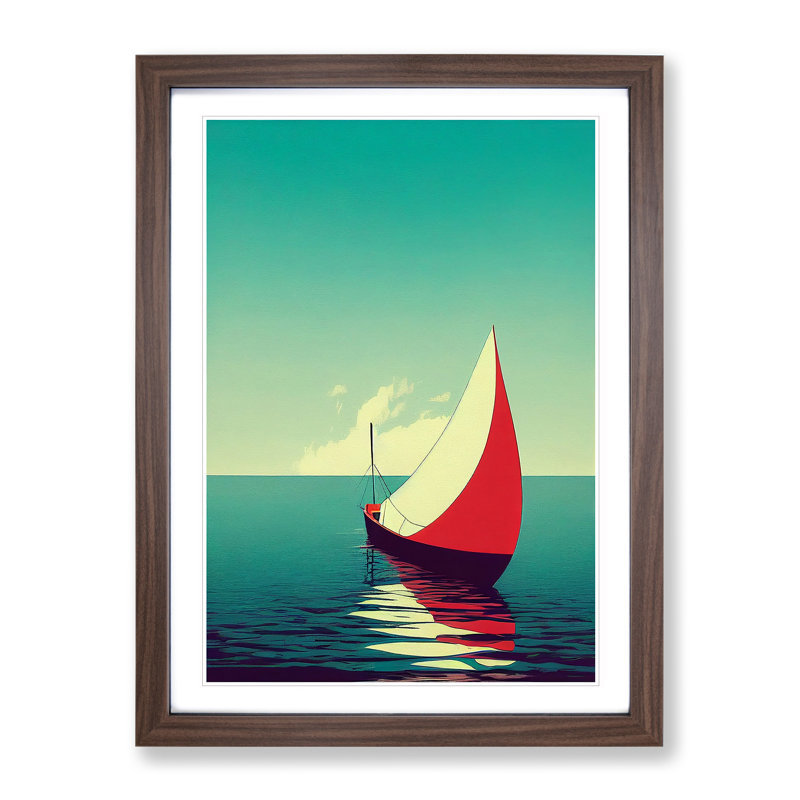 Awesome Boat - Single Picture Frame Print, 34cm H x 25cm W x 2cm D, Walnut Framed