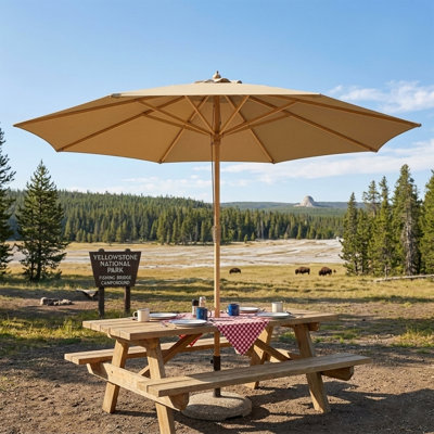 Parasol pour terrasse 13 pi avec hêtre allemand