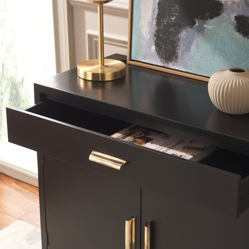 Albanie Solid Wood Accent Cabinet, Black