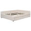 Grand lit plateforme tapissier avec ports de chargement USB intégrés et 2 tiroirs de rangement, structure de lit en tissu beige-788047990