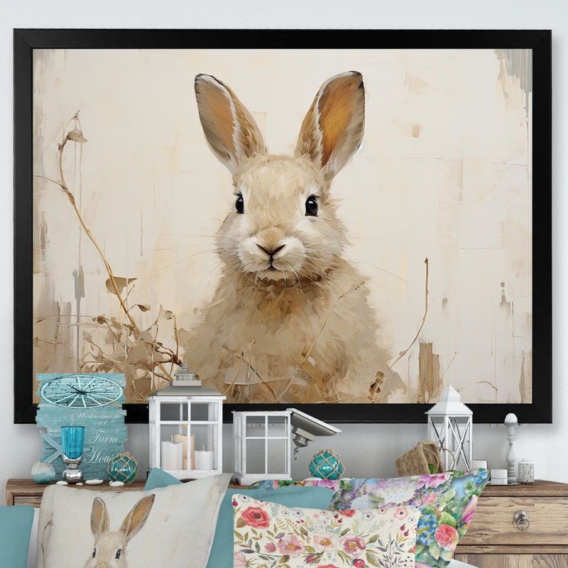Charme de fleur curieux Bunnys, Cadre simple noir, H 16 po x l 32 po x P 1 po