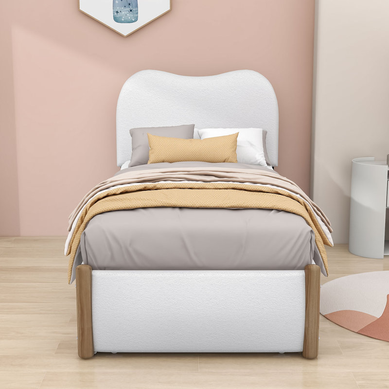 Lit plateforme tapissier Prindle, Simple, Blanc