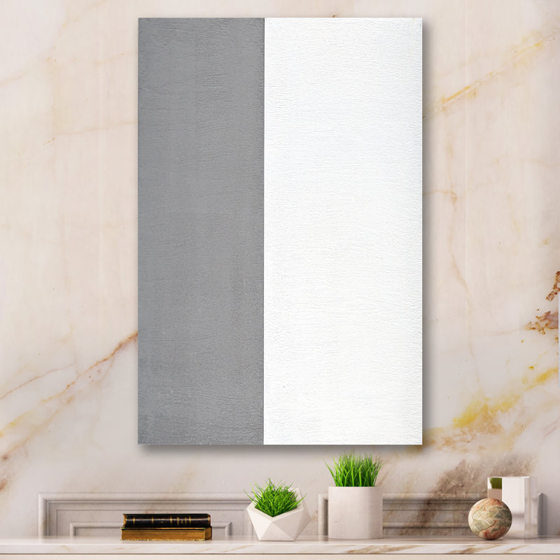 Gris et blanc carré - Art mural moderne et contemporain sur toile, Toile tendue, H 36 po x l 24 po x P 1 po