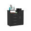 Commode 4 tiroirs, 1 tablette ouverte, plateau supérieur, armoire à une porte, noir