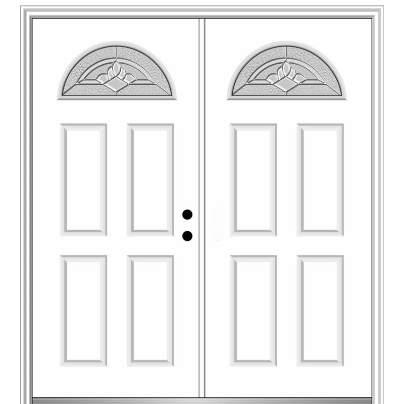 Porte d'entrée pré-suspendue en acier apprêté Grace, S'ouvre à gauche vers l'intérieur, H 82,25 po x L 66 po